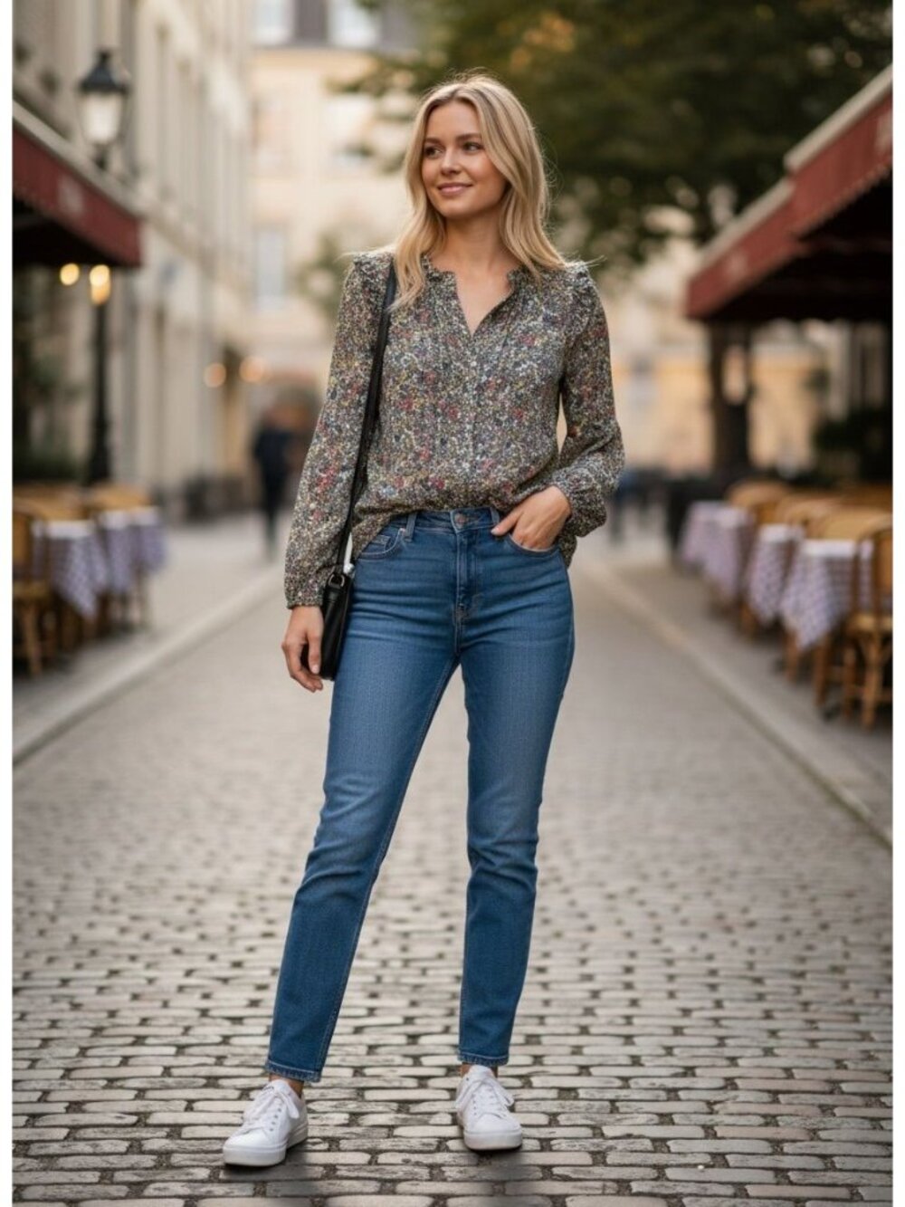 Floral Print Blouse By Loft Long Sleeves Ruffled Collar Lightweight Cotton Small